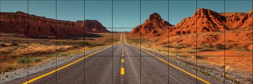 Route 66 stretching through red canyons – kitchen tile 